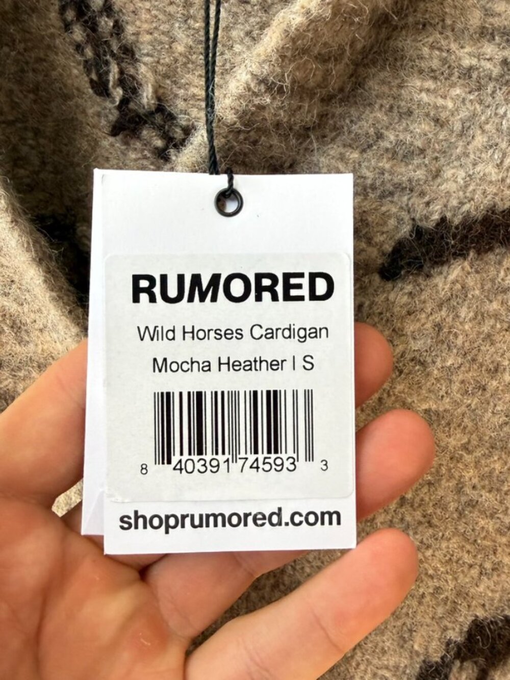Rumored Wild Horses Cardigan Mocha Heather Size S - Picture 3 of 5